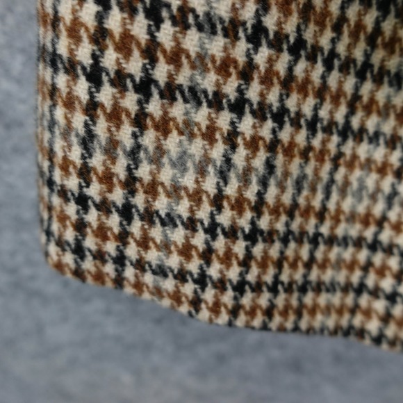 Tweed Houndstooth Car Coat Mens Small Beige Check Corduroy Collared BOOHOO MAN - Picture 9 of 14